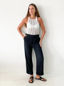 Wide-Leg Cady Cropped Trousers