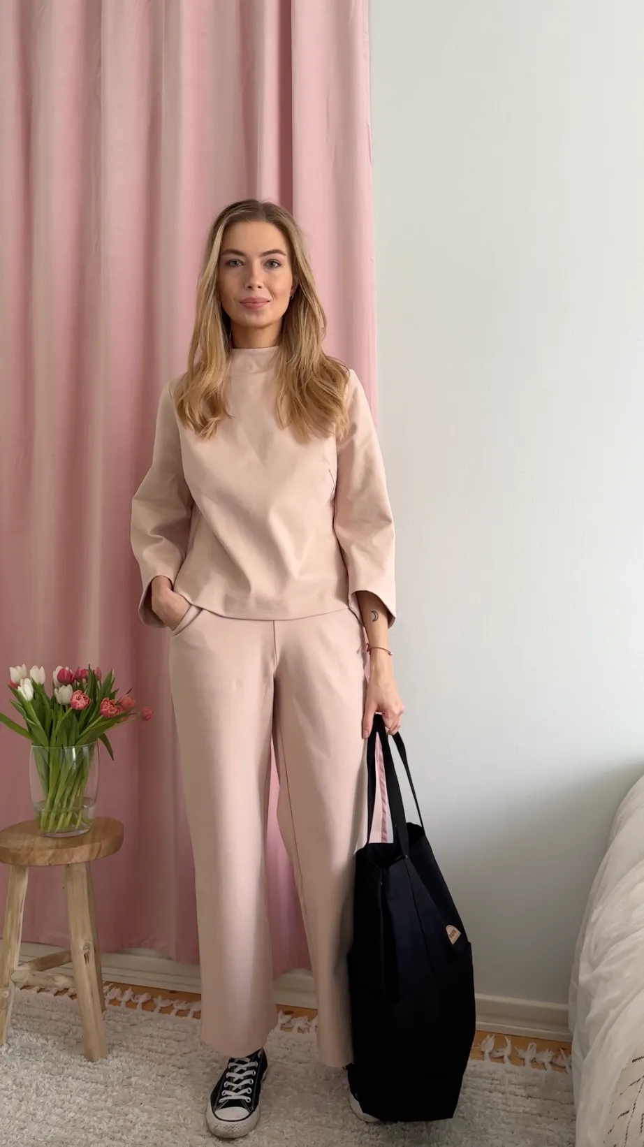 Wide Leg Long Trousers Misty Pink