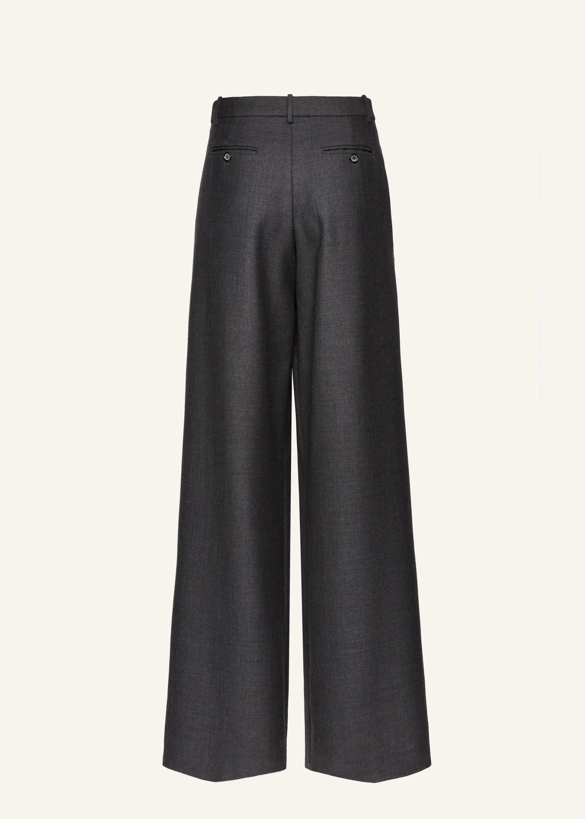 Wide-leg tailored wool pants in grey