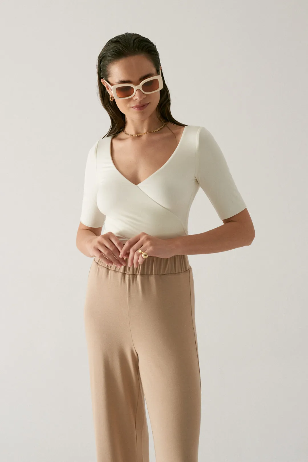 Wide Leg Trousers Beige