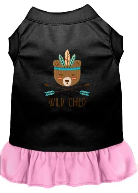 Wild Child Embroidered Dog Dress Black With Light Pink Xl (16)