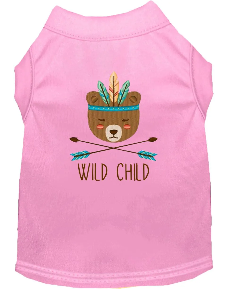 Wild Child Embroidered Dog Shirt Light Pink Lg (14)