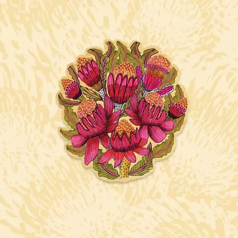 Wild Waratahs Wooden Brooch