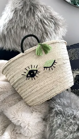 Winking Eye Straw Beach Tote Bag