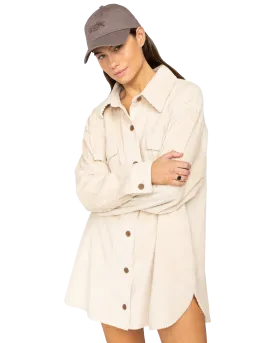 Winter Ocean Shirt Dress in White Cap