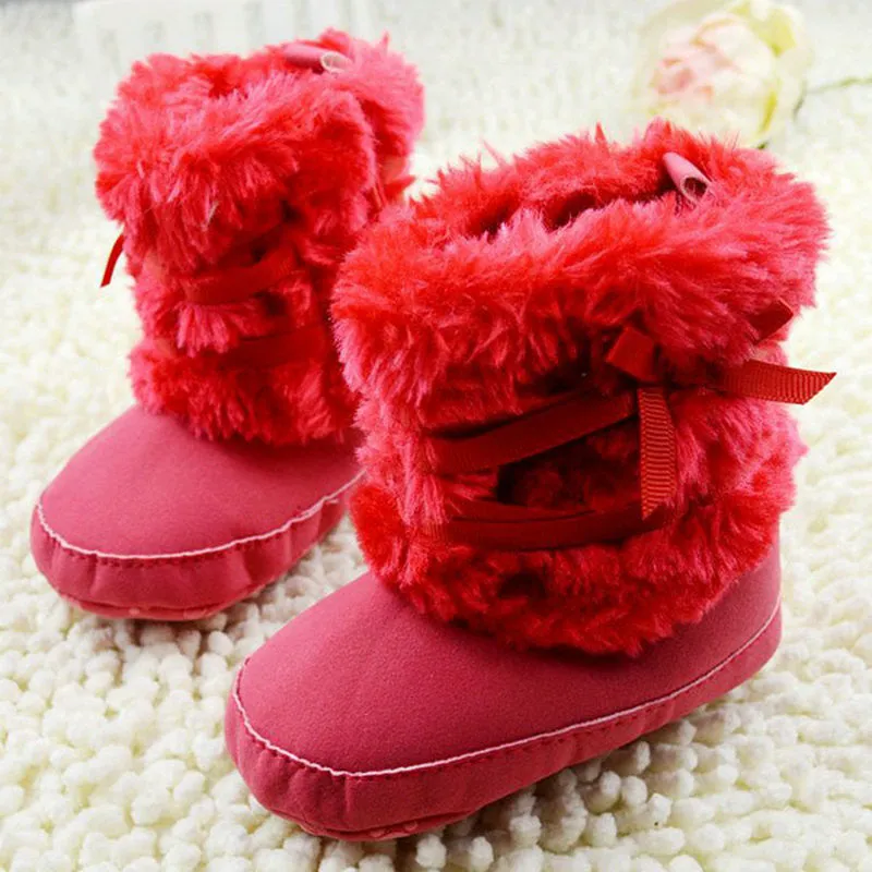 Winter Warm First Walker Baby Girl Toddler Boots With Butterfly-knot Anti-slip Shoes