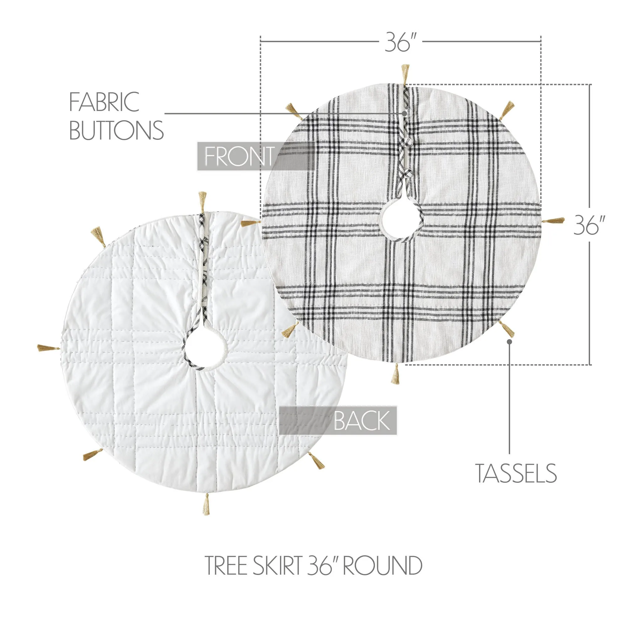 Wintergleam Black White Plaid Tree Skirt 36