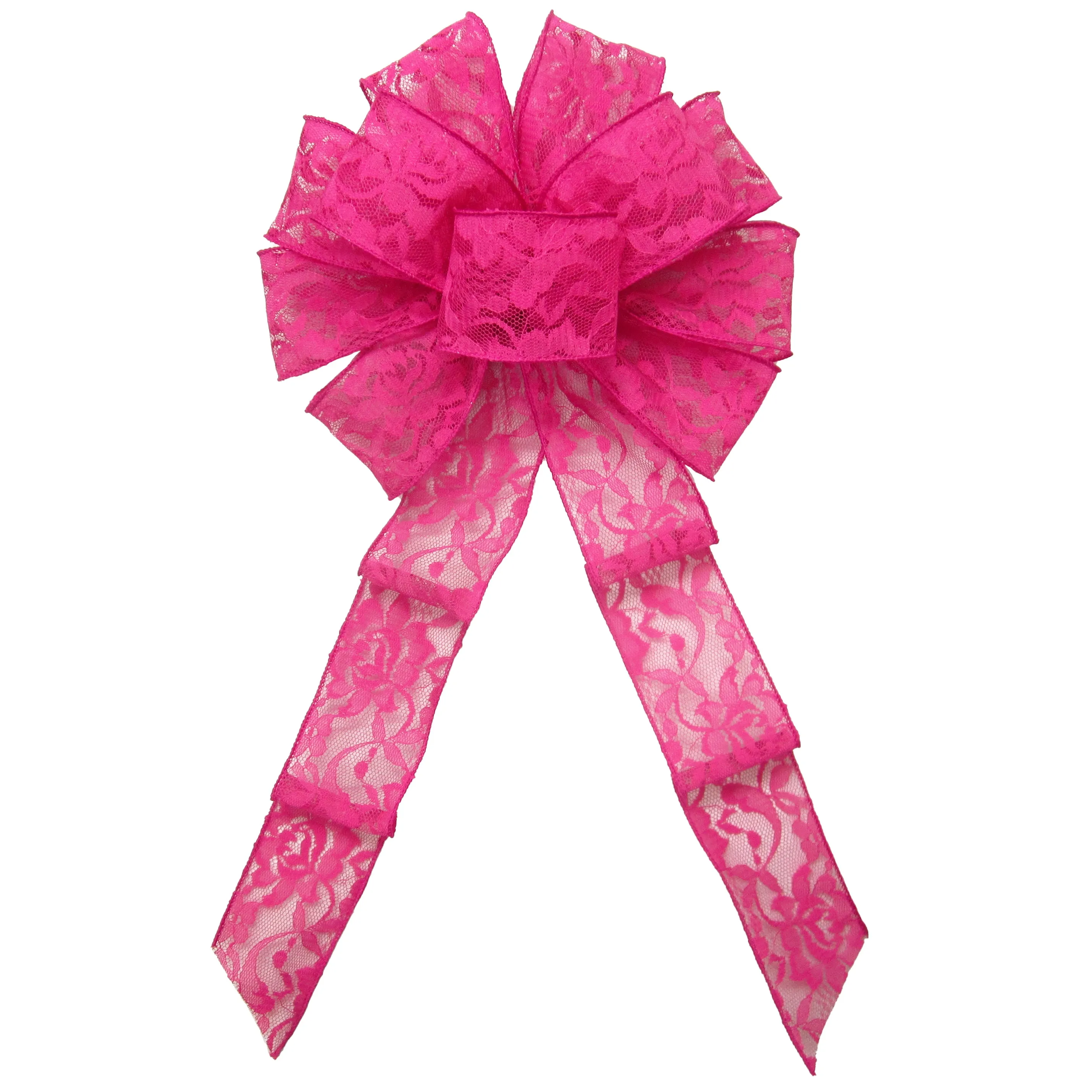 Wired Bright Pink Lace Bows (2.5"ribbon~10"Wx20"L)