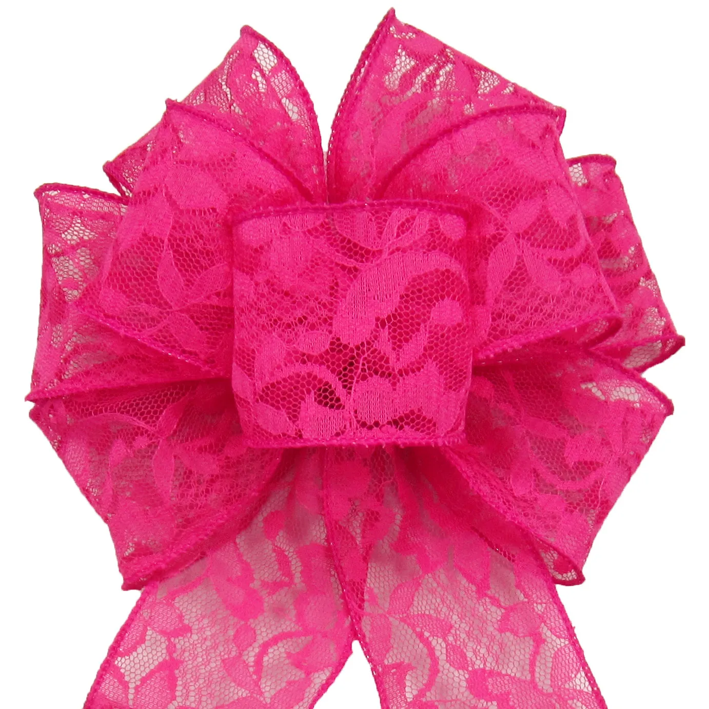 Wired Bright Pink Lace Bows (2.5"ribbon~8"Wx16"L)