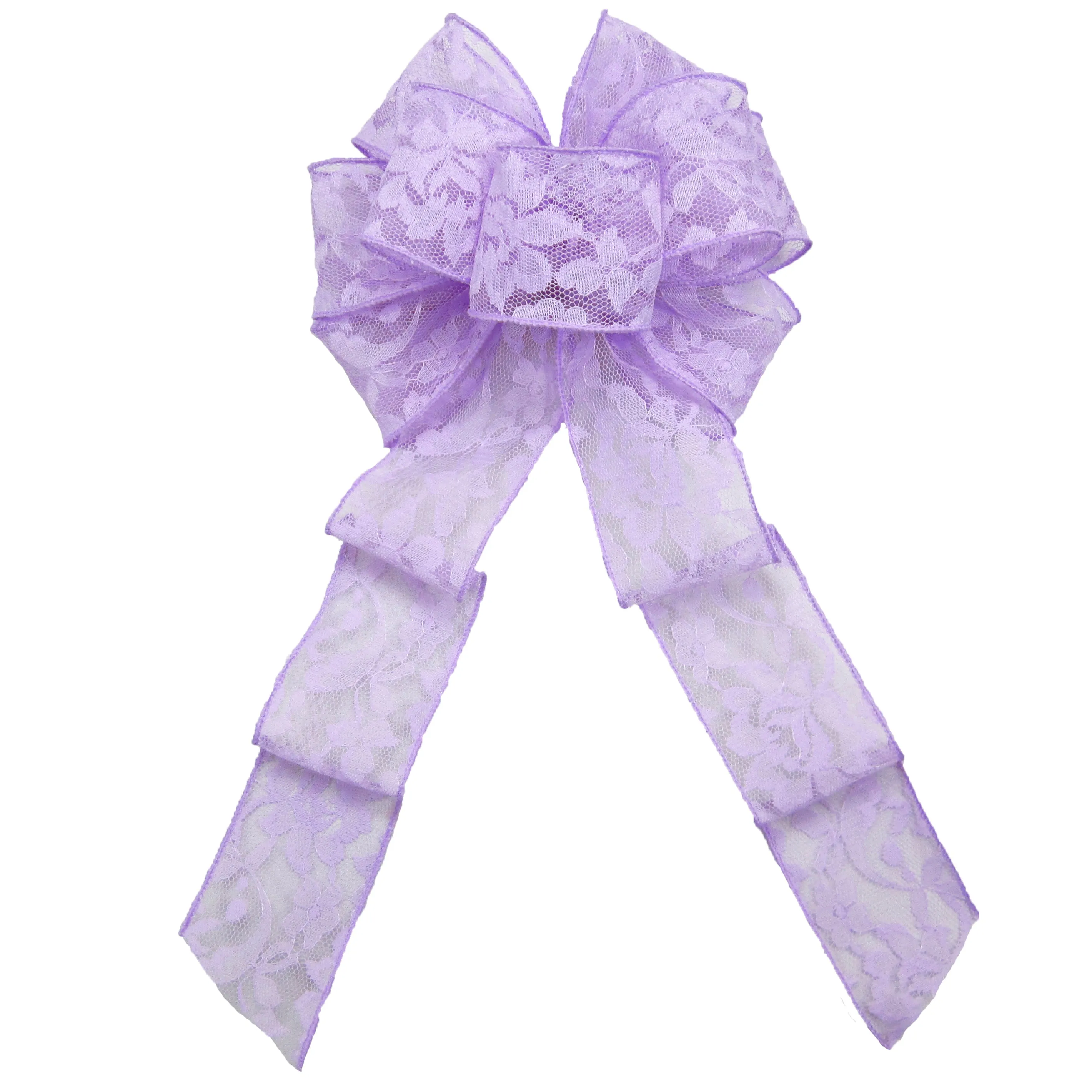 Wired Lavender Lace Bows (2.5"ribbon~8"Wx16"L)