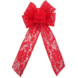 Wired Red Lace Bows (2.5"ribbon~6"Wx10"L)