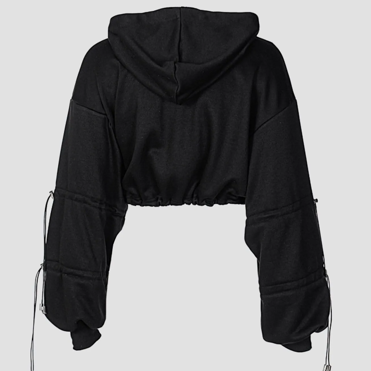 WLS Letters Embroidery Drawstring Cropped Hoodie