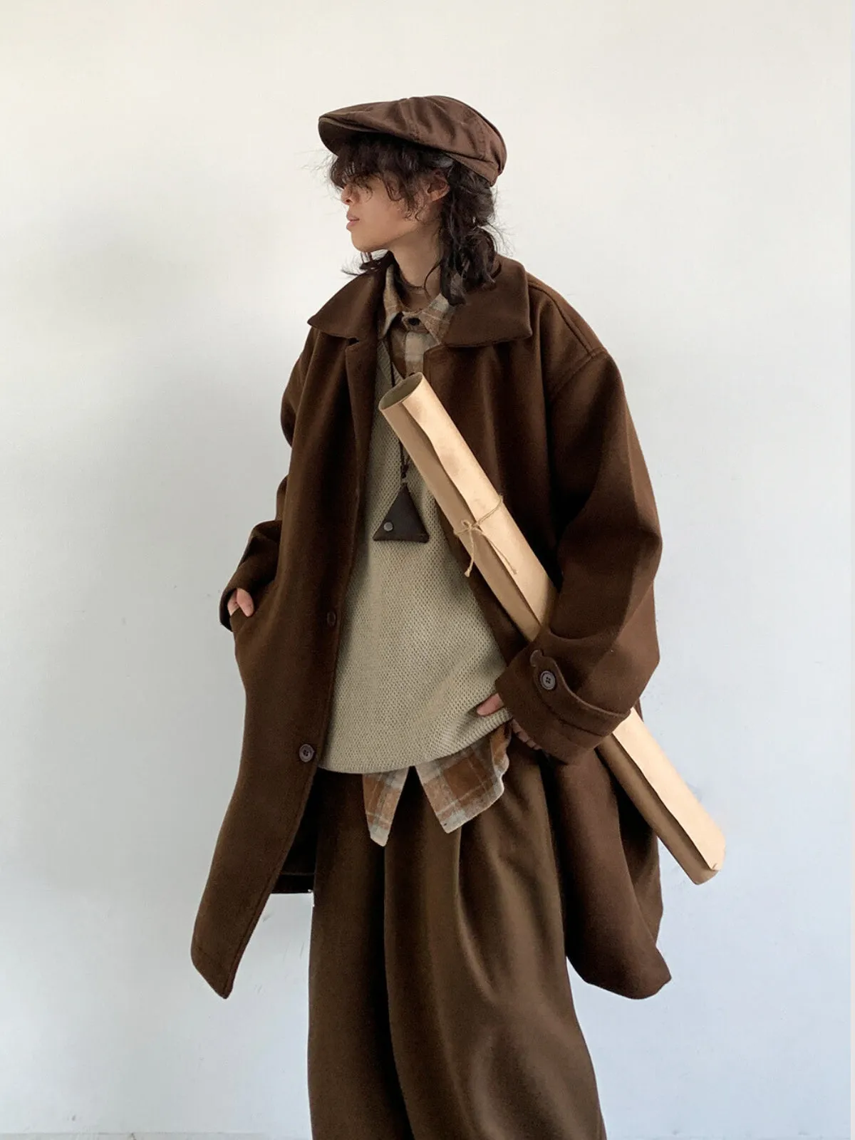 WLS Retro Solid Color Woolen Coat