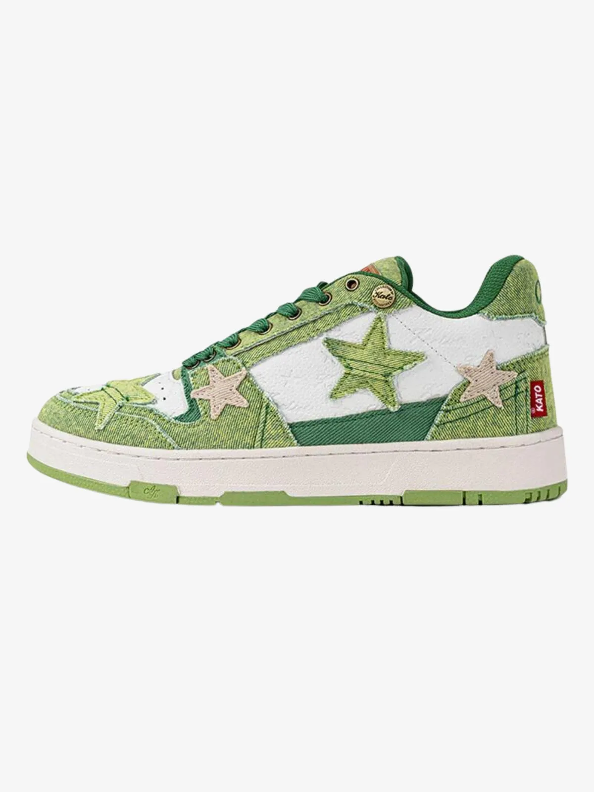 WLS Starry Glide Patchwork Avocado Green Star Skate Shoes