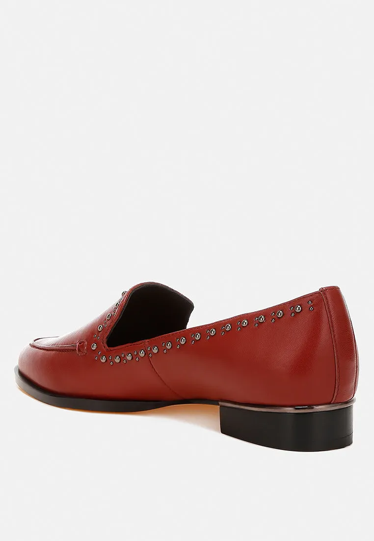 Wolferton Delicate Stud Detail Leather Loafers