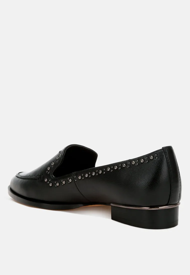 Wolferton Delicate Stud Detail Leather Loafers