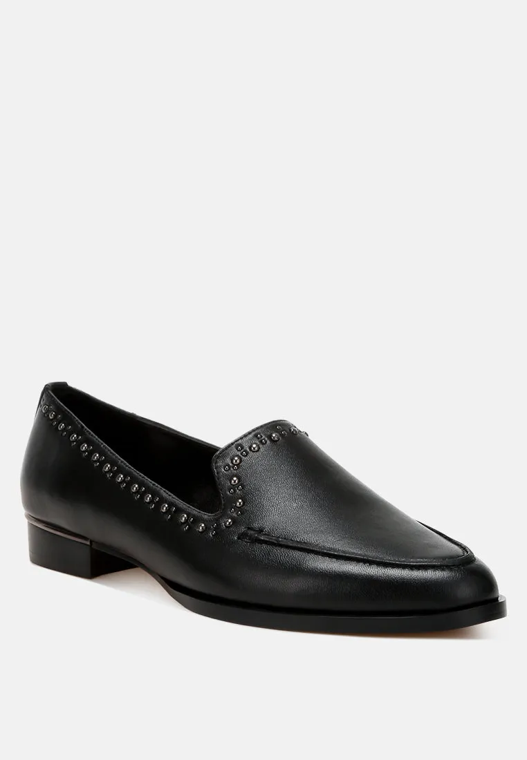 Wolferton Delicate Stud Detail Leather Loafers