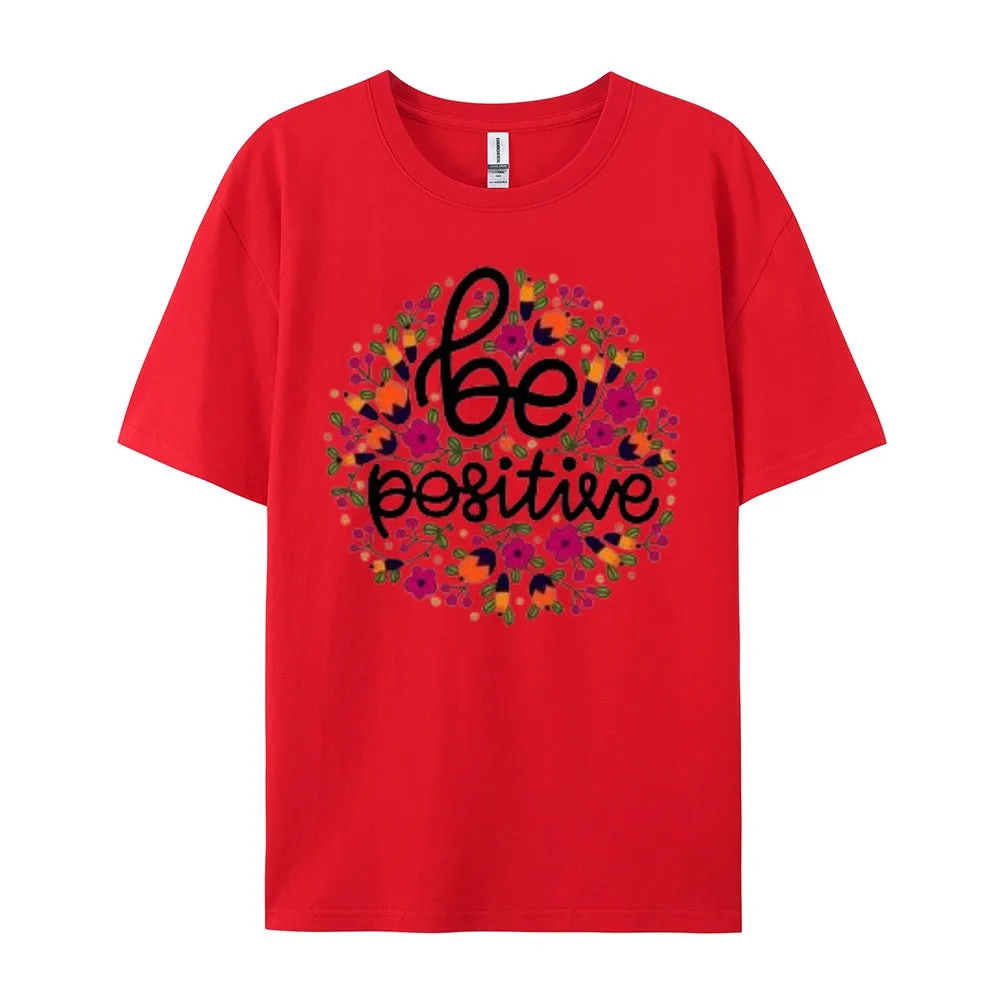 Women Be Positive Letter And Flower Print Graphic T-shirt