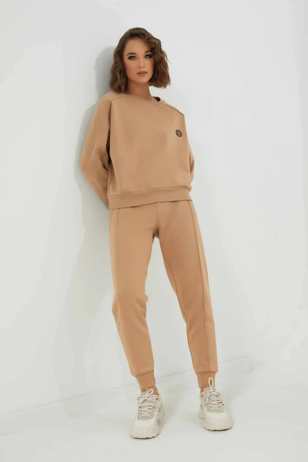 Women Beige Plain Jogger