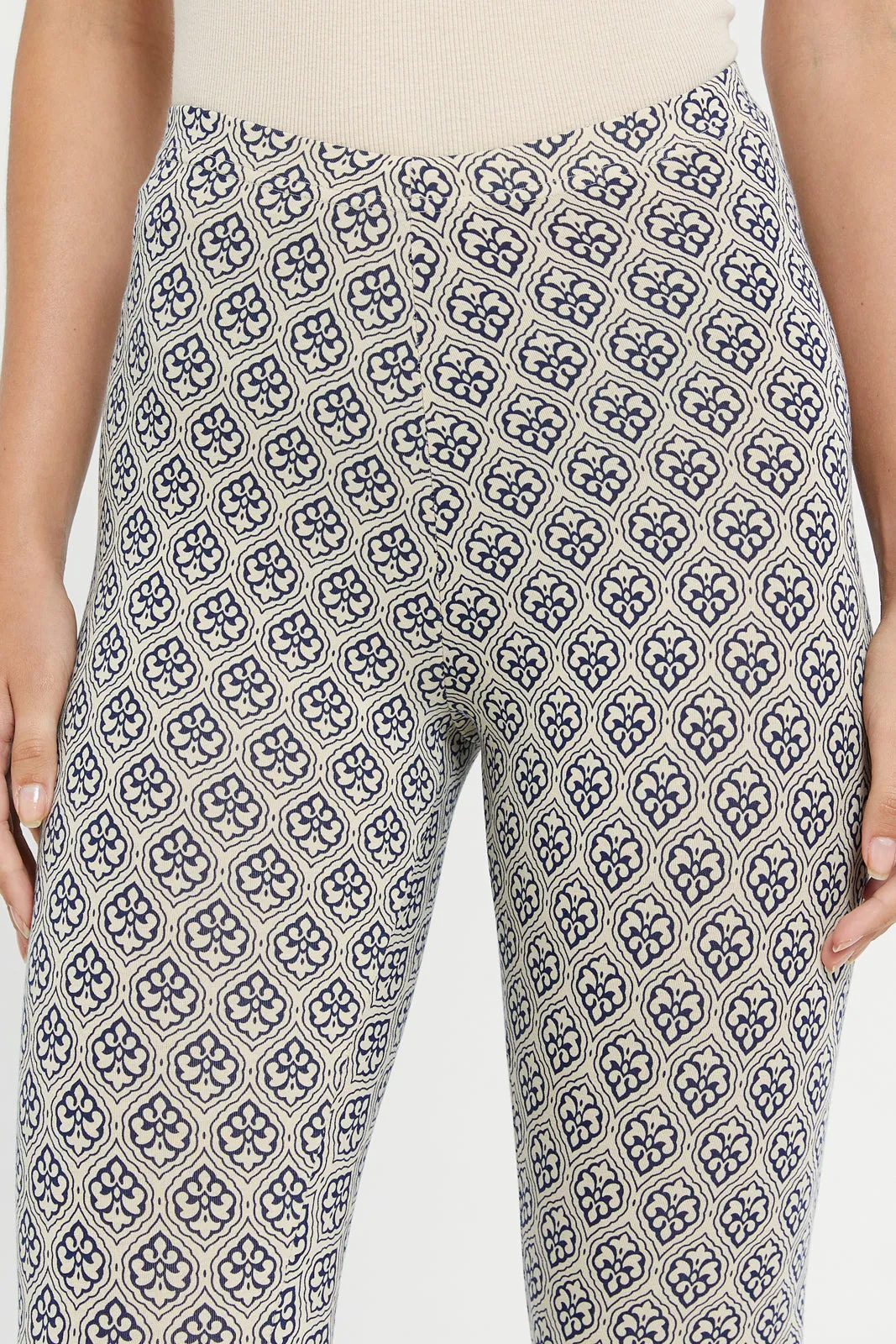 Women Beige Printed Leggings