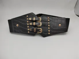 Women Belts - "three belts" - Black x Gold