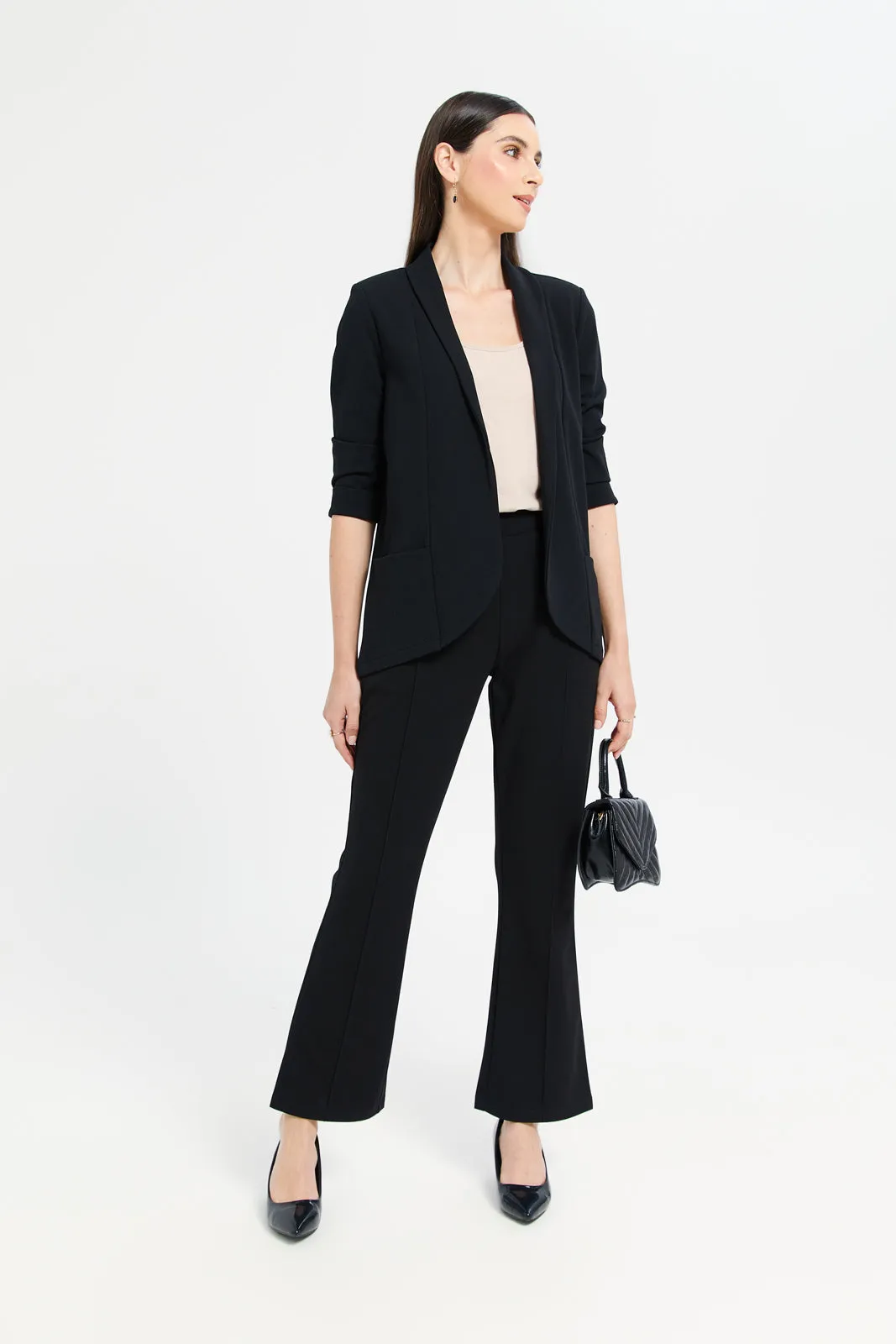 Women Black Wide Leg Trousers