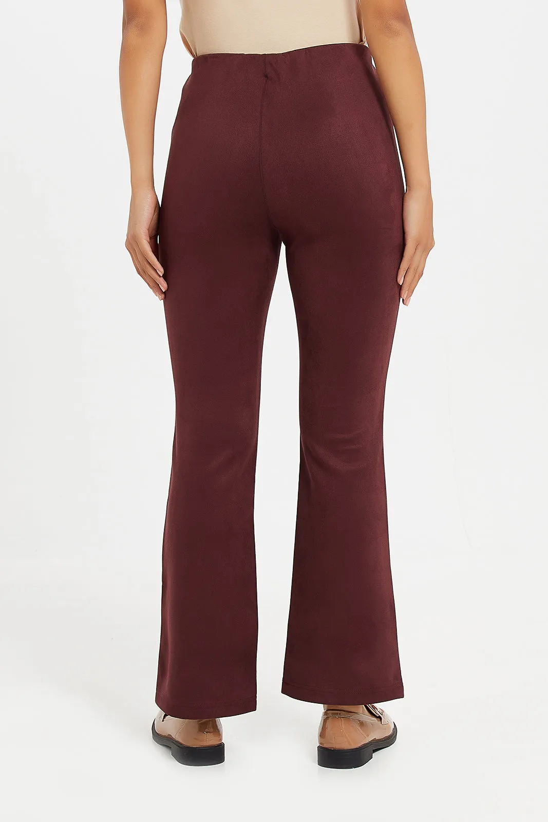 Women Burgundy Wide Leg Pants