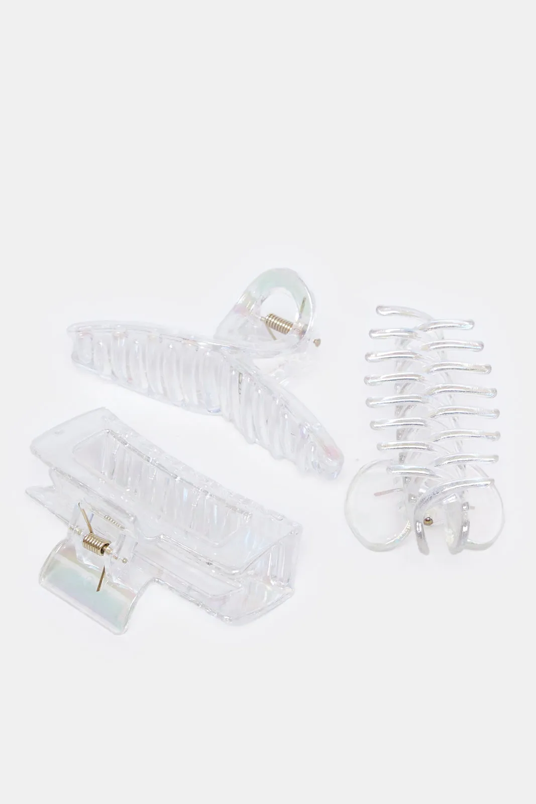 Women Clear Hair Claw Set (Pack of 3)