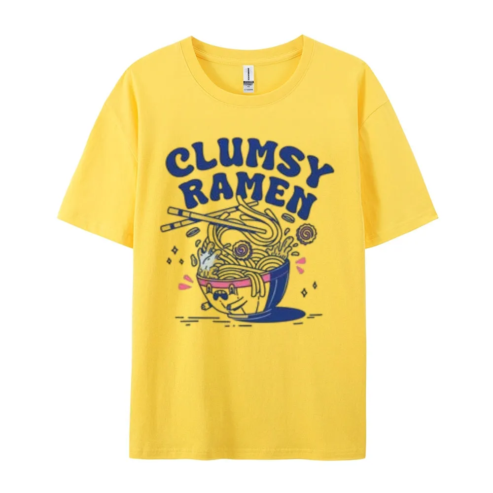 Women Clumsy Ramen Letter Print Graphic T-shirt