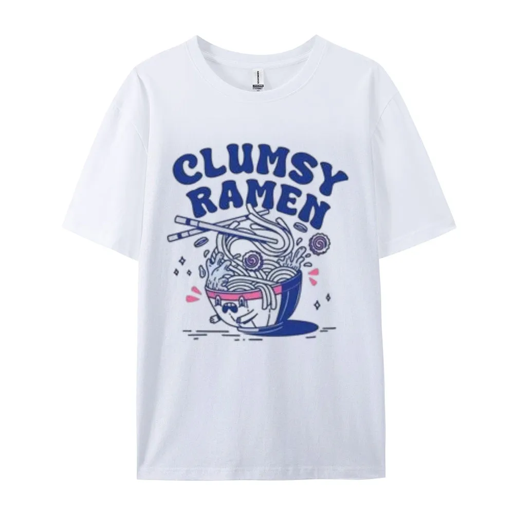 Women Clumsy Ramen Letter Print Graphic T-shirt