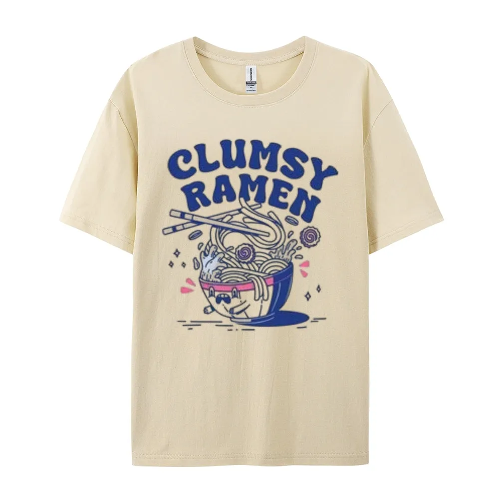 Women Clumsy Ramen Letter Print Graphic T-shirt