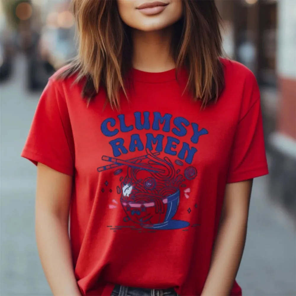 Women Clumsy Ramen Letter Print Graphic T-shirt