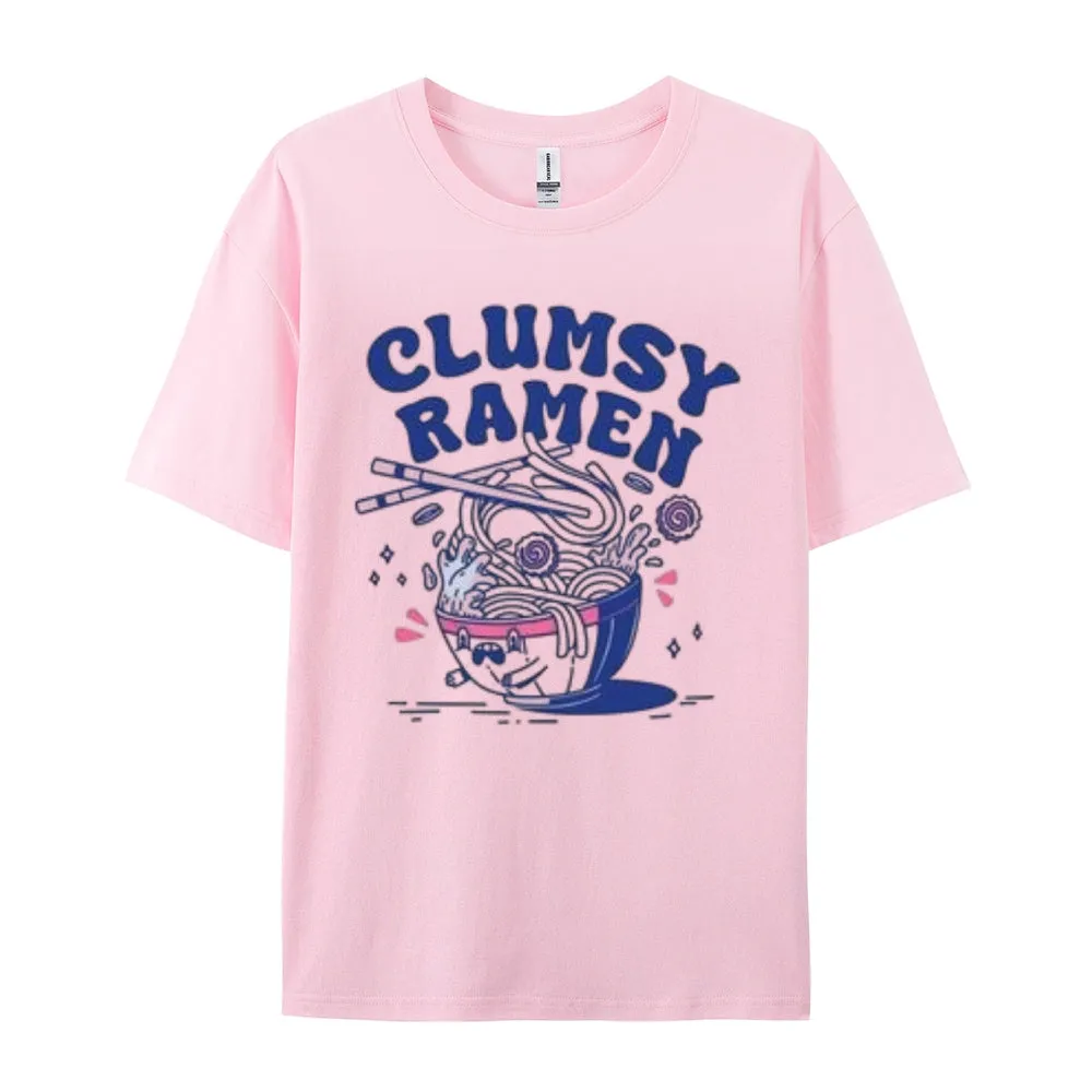 Women Clumsy Ramen Letter Print Graphic T-shirt