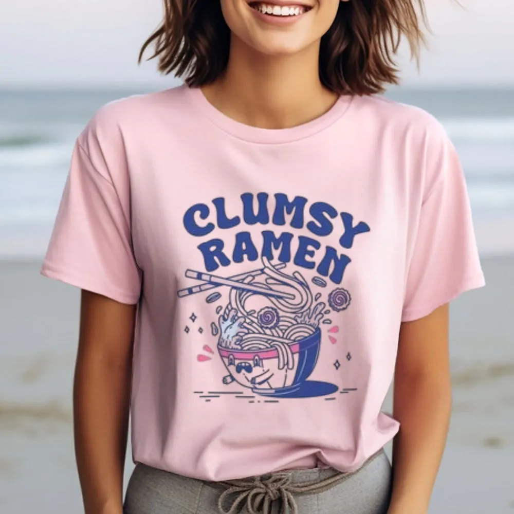 Women Clumsy Ramen Letter Print Graphic T-shirt