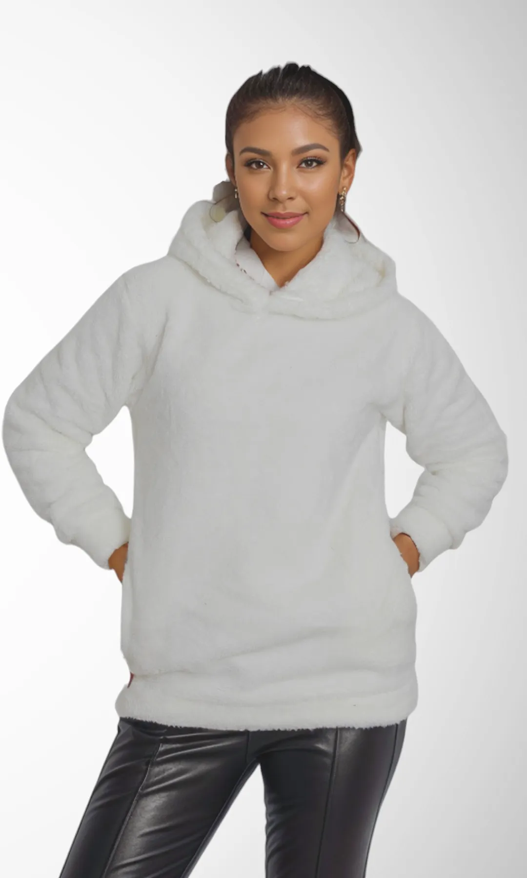 Women Fleece Hoodie (White)