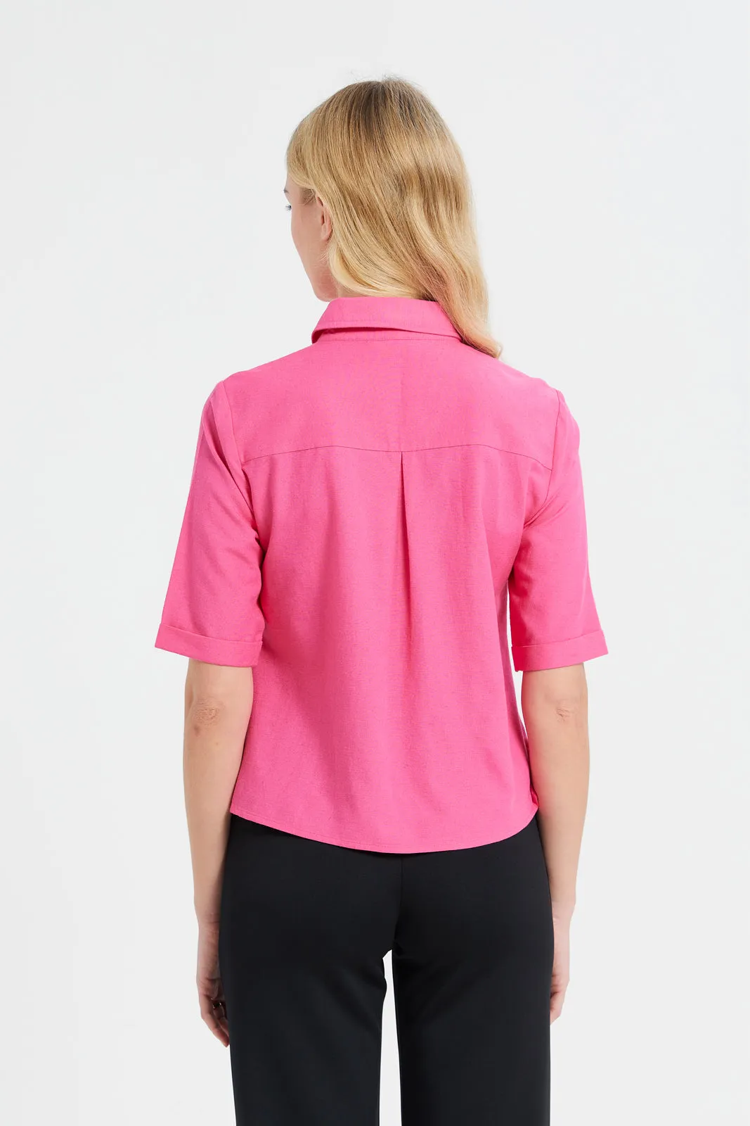 Women Fuchsia Pocket Shirt