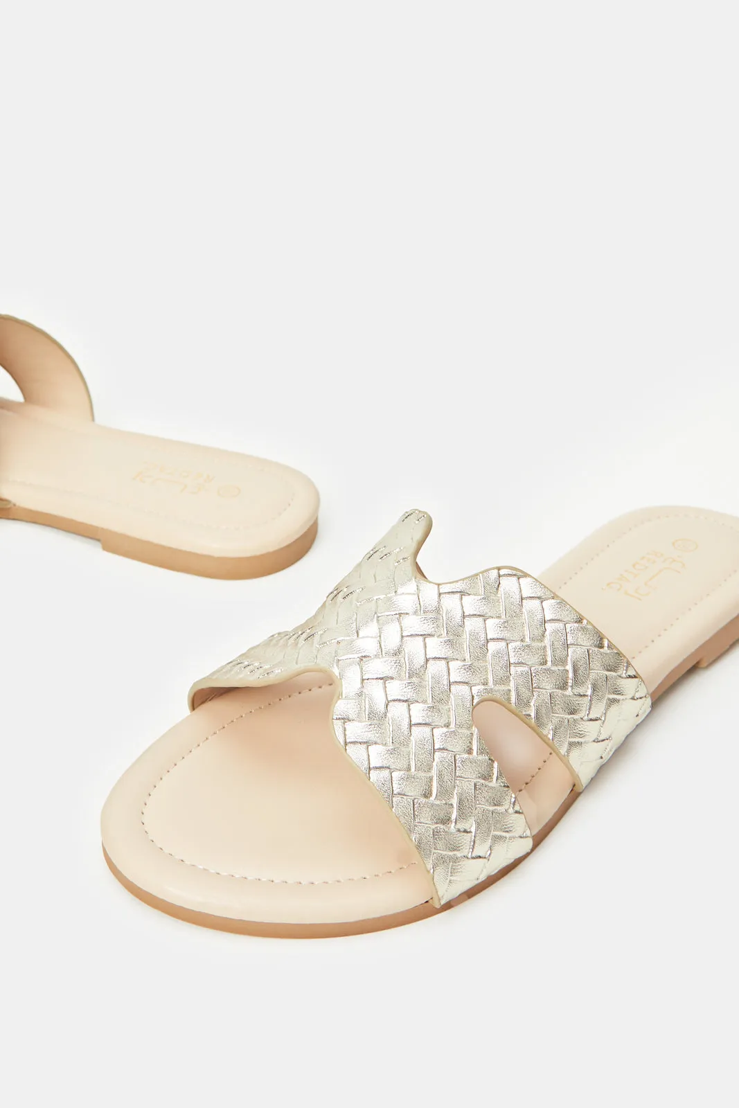 Women Gold Weave Mule