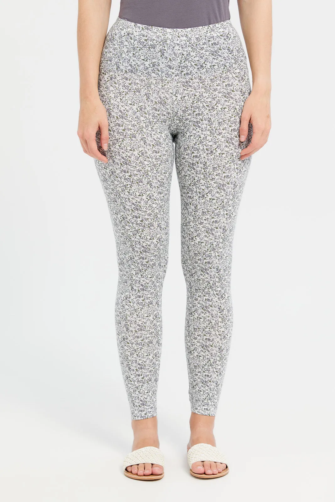 Women Grey Printed Leggings