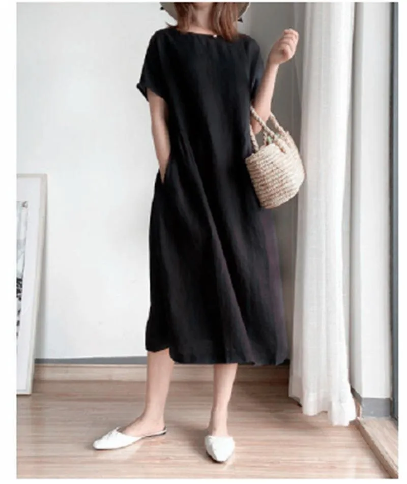 Women Loose Cozy Plus Sizes Midi Dresses