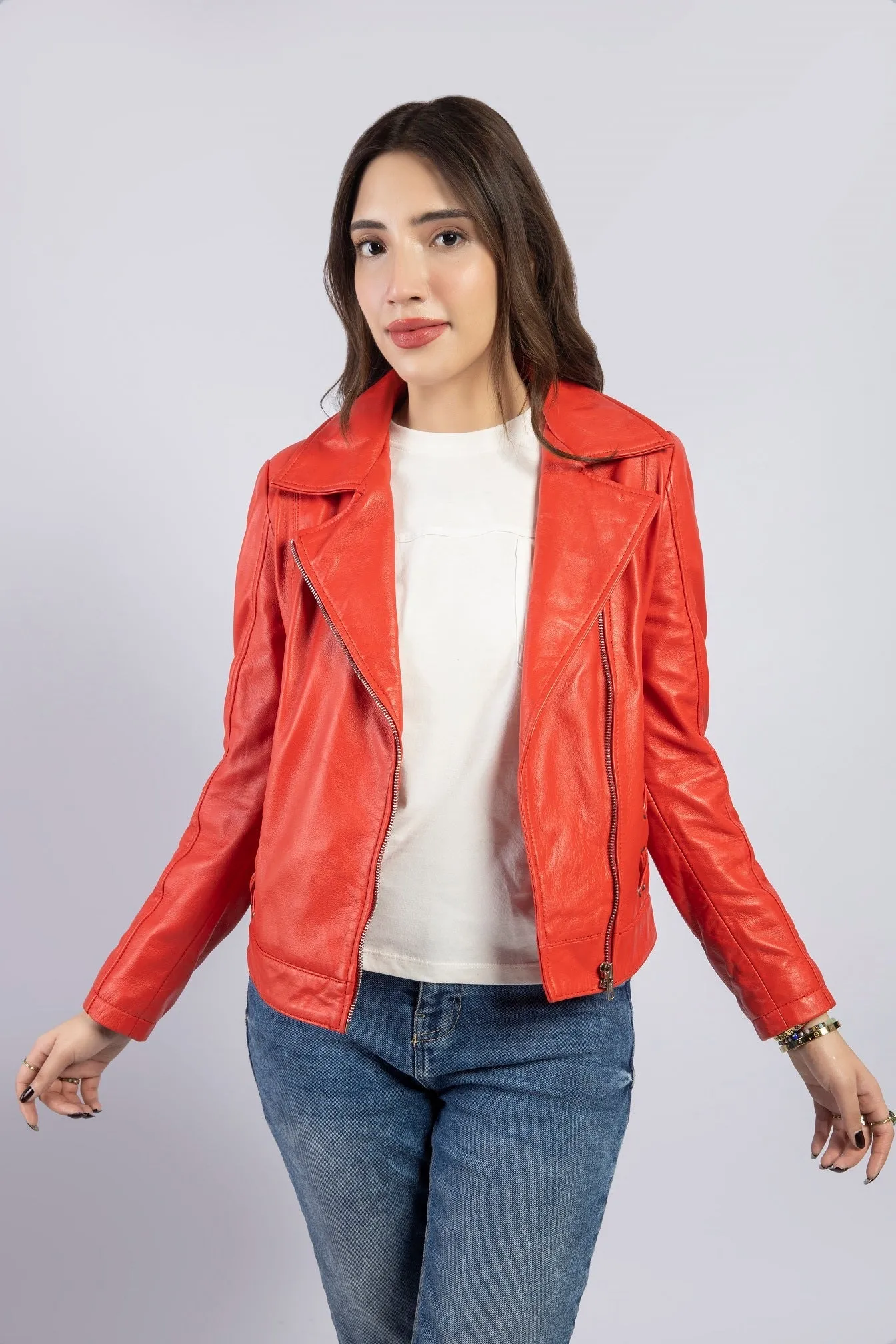 Women Lucinda Genuine Lambskin Leather Jacket