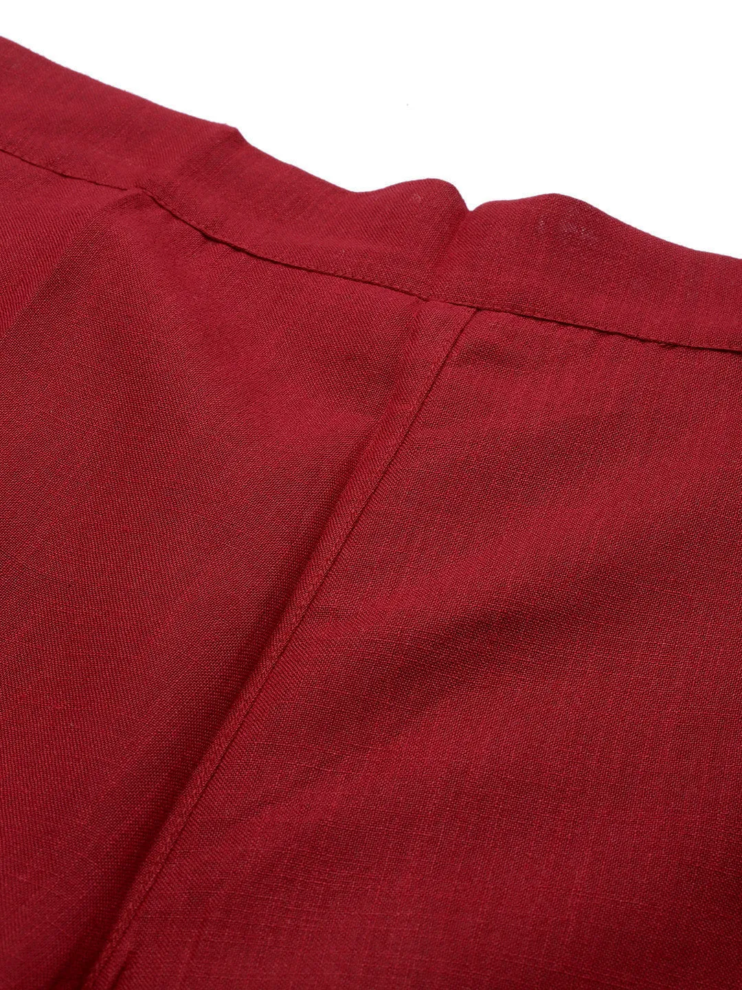 Women Maroon Cuffed Hem Pants