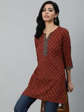 Women Maroon Printed Tunic