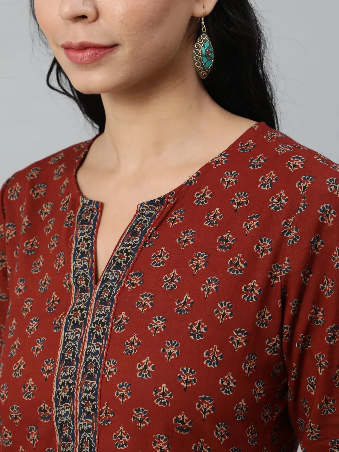 Women Maroon Printed Tunic