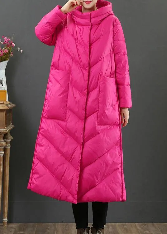 women oversize trench coat winter coat rose hooded pockets Woolen Coat