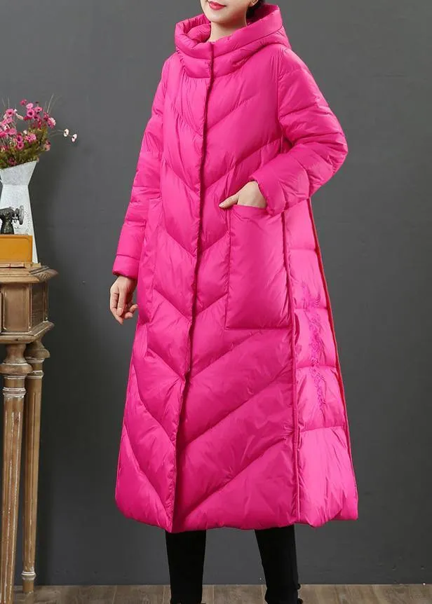 women oversize trench coat winter coat rose hooded pockets Woolen Coat