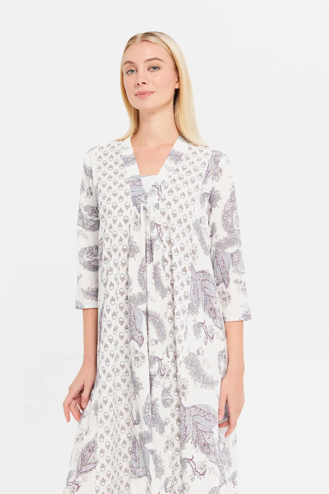 Women Purple Printed Combo Nightgown