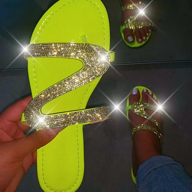 Women Summer Crystal Bling Slippers