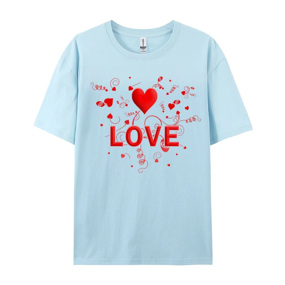 Women Valentine's Day Love Heart Print Graphic T-shirt