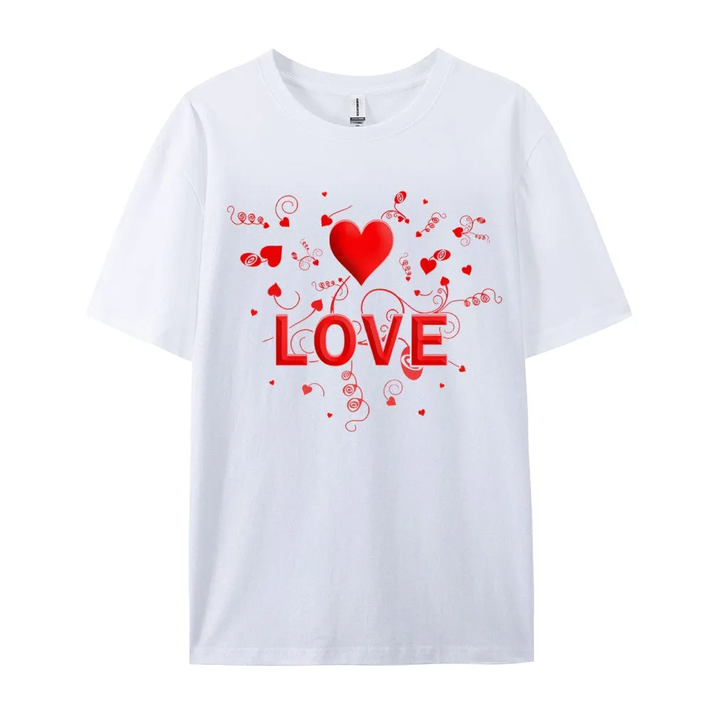 Women Valentine's Day Love Heart Print Graphic T-shirt