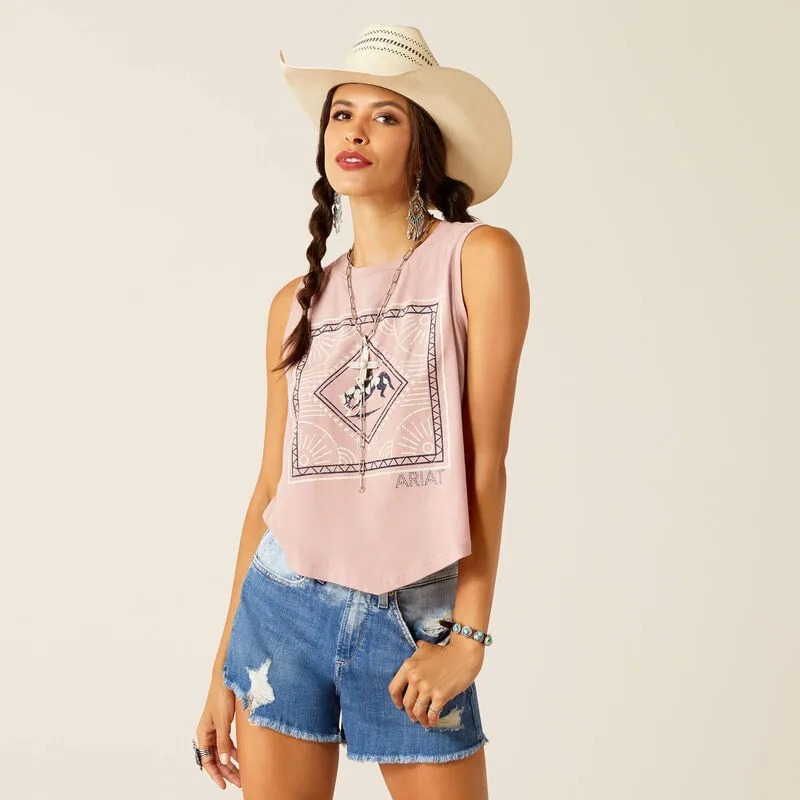 Women's Ariat Tie Me Tank Top - Woodrose